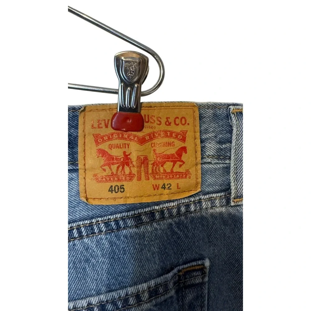 Levi's Men's Shorts Jeans 405 Bermuda‎ Light Wash Denim Hi-Rise Blue Sz. 42